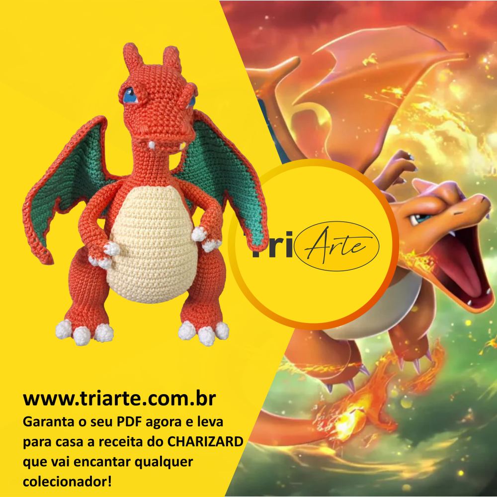 Amigurumi Charizard: Receita Geek Completa Passo a Passo